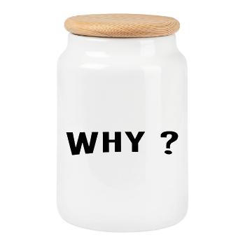 Pourquoi est toujours une excellente question. - Boîte à biscuits avec couvercle en bois - blanc - Devant