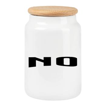 Non, bonne réponse - Boîte à biscuits avec couvercle en bois - blanc - Devant