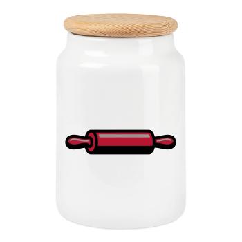 Logo de pâtisserie Pâtissière Pâtissière - Boîte à biscuits avec couvercle en bois - blanc - Devant