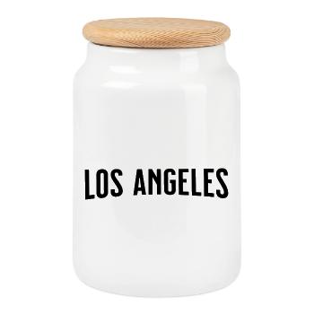 Los Angeles - Keksdose mit Holzdeckel - Weiß - Vorne