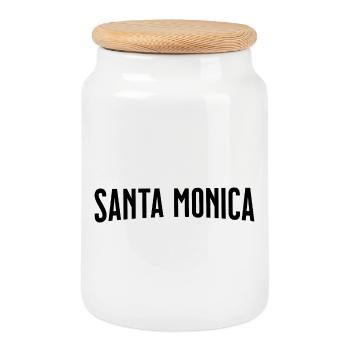 Santa Monica - Boîte à biscuits avec couvercle en bois - blanc - Devant
