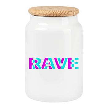 Conception du festival Rave Neon Techno - Boîte à biscuits avec couvercle en bois - blanc - Devant
