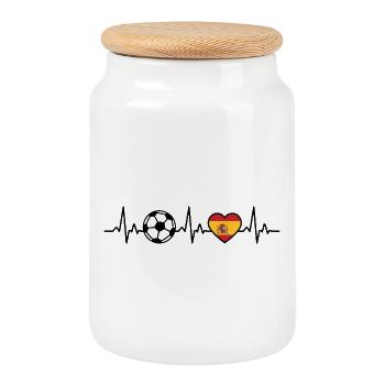 Spain Football Heartbeat Spain Flag Spanish - Cookie Jar with Wooden Lid - white - Front