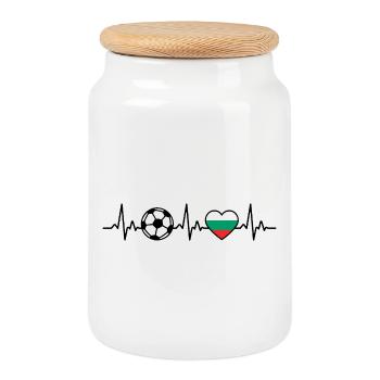Bulgaria Football Heartbeat Bulgaria - Cookie Jar with Wooden Lid - white - Front