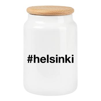 HELSINKI Finland Finnland Hashtag - Keksdose mit Holzdeckel - Weiß - Vorne