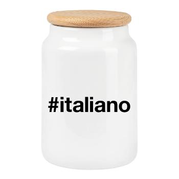 ITALIANO Hashtag Ich bin Italiener Italy Italia - Keksdose mit Holzdeckel - Weiß - Vorne