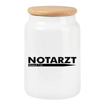 Notarzt Notruf 112 - Keksdose mit Holzdeckel - Weiß - Vorne