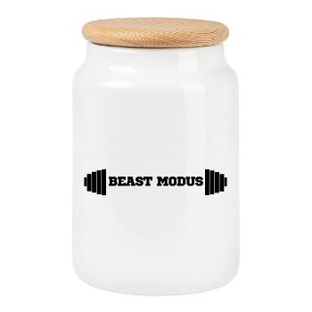 culturiste, musculation,fitness,entraînement,bête - Boîte à biscuits avec couvercle en bois - blanc - Devant