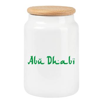 Abu Dhabi - Cookie Jar with Wooden Lid - white - Front
