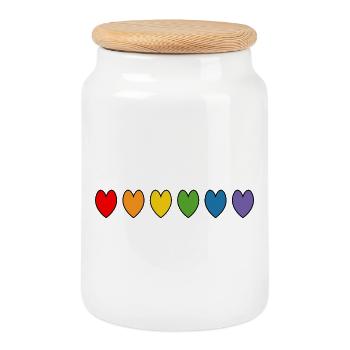 rainbow hearts - Keksdose mit Holzdeckel - Weiß - Vorne