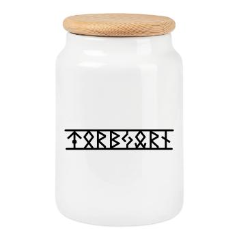 Torbjörn - Cookie Jar with Wooden Lid - white - Front