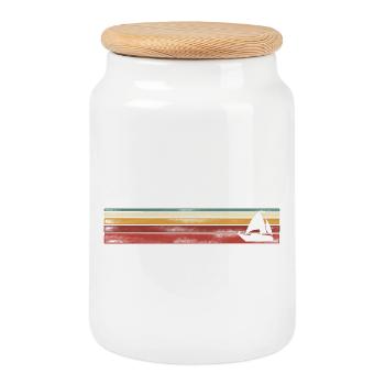 Sailboat Sailing Sailor Vintage Retro - Cookie Jar with Wooden Lid - white - Front