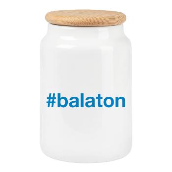 BALATON Hungary Ungarn Hashtag - Keksdose mit Holzdeckel - Weiß - Vorne
