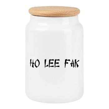 Ho Lee Fak - Keksdose mit Holzdeckel - Weiß - Vorne