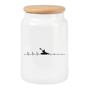 Heartbeat kayak - Cookie Jar with Wooden Lid - white - Front