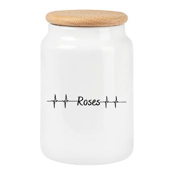Puls Roses - Keksdose mit Holzdeckel - Weiß - Vorne