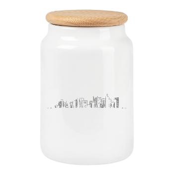 Awaiting design - Cookie Jar with Wooden Lid - white - Front