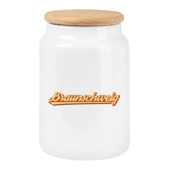 Braunschweig - Boîte à biscuits avec couvercle en bois - blanc - Devant