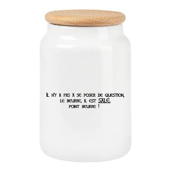 Team beurre salé. Bretagne Breizh humour. Proverbe - Boîte à biscuits avec couvercle en bois - blanc - Devant