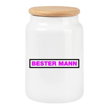 Bester Mann - Keksdose mit Holzdeckel - Weiß - Vorne