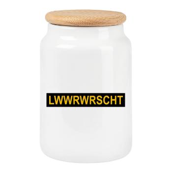 Leberwurst: Nationalgericht der Pfalz. - Keksdose mit Holzdeckel - Weiß - Vorne