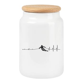 Heartbeat Ski - Keksdose mit Holzdeckel - Weiß - Vorne