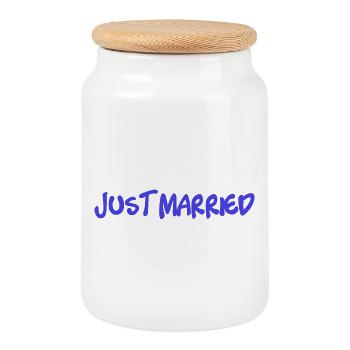 PAAR. ICH HABE GERADE GEHEIRATET. Junggesellinnenabschied. VALENTINSTAG. MARIES - Keksdose mit Holzdeckel - Weiß - Vorne
