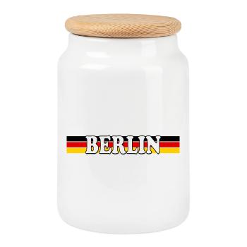 Berlin bandeau drapeau allemand - Boîte à biscuits avec couvercle en bois - blanc - Devant