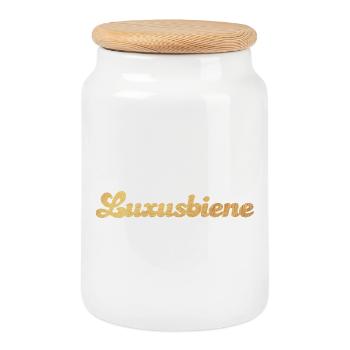 Devis exclusif de luxe Bee Gold Princess Deluxe - Boîte à biscuits avec couvercle en bois - blanc - Devant