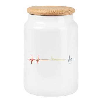 Vintage Rowing Boat Pulse Beat - Cookie Jar with Wooden Lid - white - Front