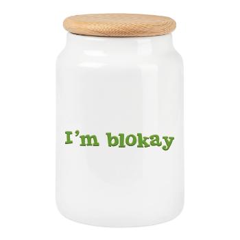 I'm blokay - Cookie Jar with Wooden Lid - white - Front