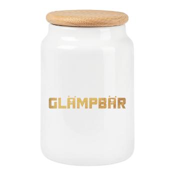 Glamper Camper Gold Bear Cool Dictons Ventilateur de camping - Boîte à biscuits avec couvercle en bois - blanc - Devant