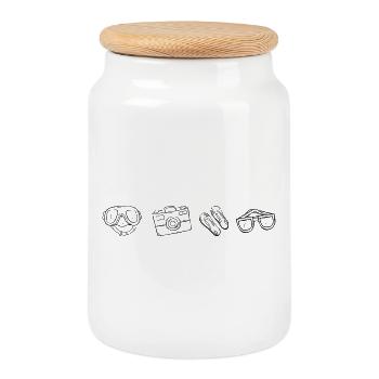 Essentials für den Strandurlaub - Keksdose mit Holzdeckel - Weiß - Vorne