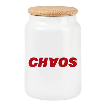 CHAOS - Cookie Jar with Wooden Lid - white - Front