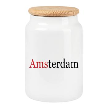 Amsterdam - Keksdose mit Holzdeckel - Weiß - Vorne