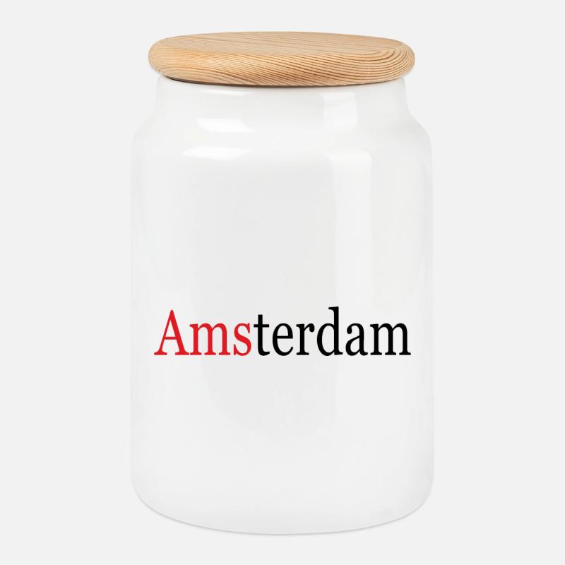 Amsterdam - Cookie Jar with Wooden Lid - white