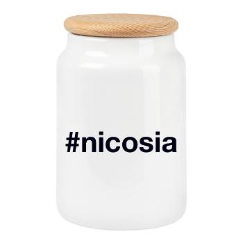 NICOSIA Hashtag Nikosia Cyprus Zypern - Keksdose mit Holzdeckel - Weiß - Vorne
