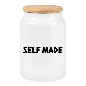 FAIT MAISON. – T-shirt minimaliste streetwear - Boîte à biscuits avec couvercle en bois - blanc - Devant