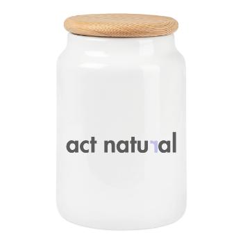 Abstract nature pattern in green and blue - Cookie Jar with Wooden Lid - white - Front