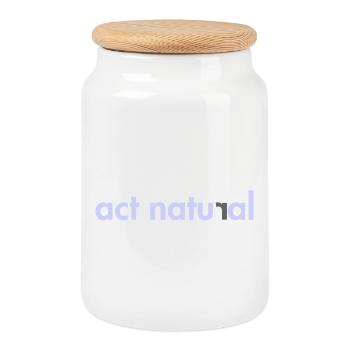 Agir naturellement - Boîte à biscuits avec couvercle en bois - blanc - Devant