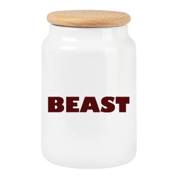 Wild Themed Animal Print Design - Cookie Jar with Wooden Lid - white - Front