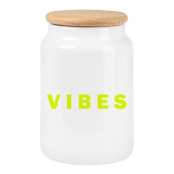 Electric Neon VibesDesign - Cookie Jar with Wooden Lid - white - Front