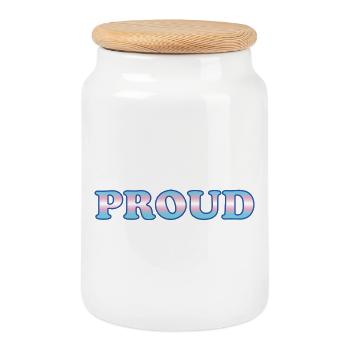 Trans Pride - Transgender Flag   - Cookie Jar with Wooden Lid - white - Front