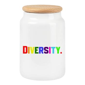 Diversité - Boîte à biscuits avec couvercle en bois - blanc - Devant