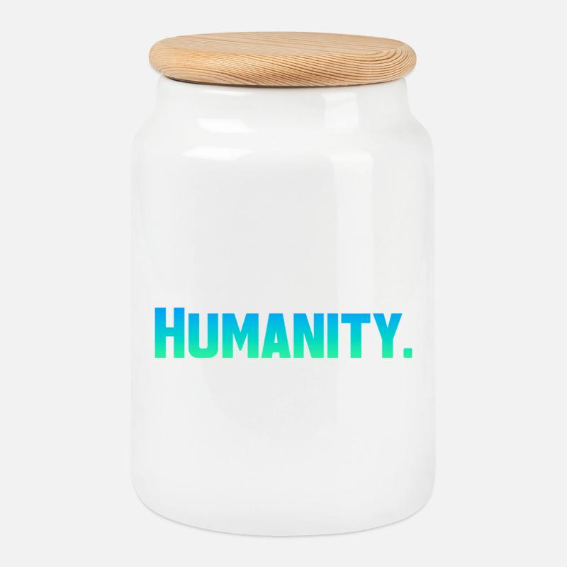Humanity - Keksdose mit Holzdeckel - Weiß