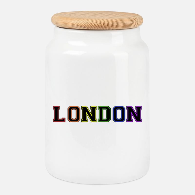 London Varsity Rainbow - Keksdose mit Holzdeckel - Weiß