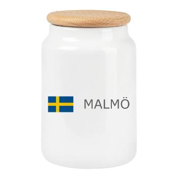 Sweden Flag - Malmö - Sverige - Schweden - Cookie Jar with Wooden Lid - white - Front