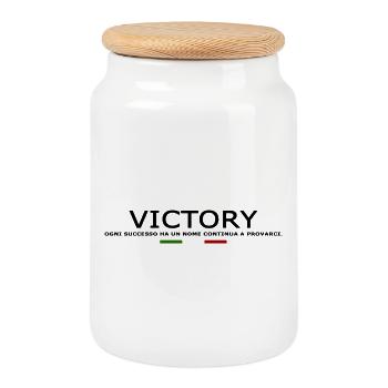 Ogni successo ha un nome Continua a provarci V1 - Keksdose mit Holzdeckel - Weiß - Vorne
