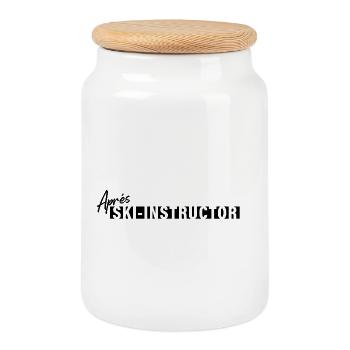 Après Ski Instructor – First Lesson Free - Cookie Jar with Wooden Lid - white - Front