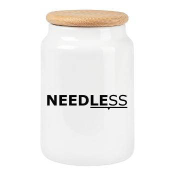 2025-12 - Cookie Jar with Wooden Lid - white - Front